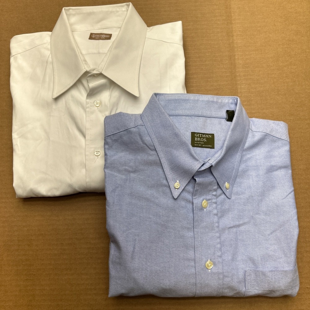 Gitman Bros Button Up Shirt Lot of 2 Mens Sz 2XL Made in USA French Cuff Dress